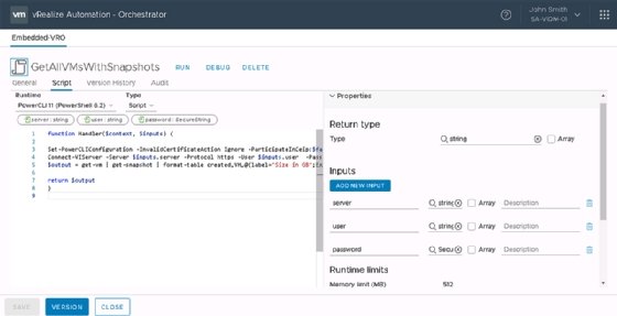 vRO 8.1 PowerCLI action